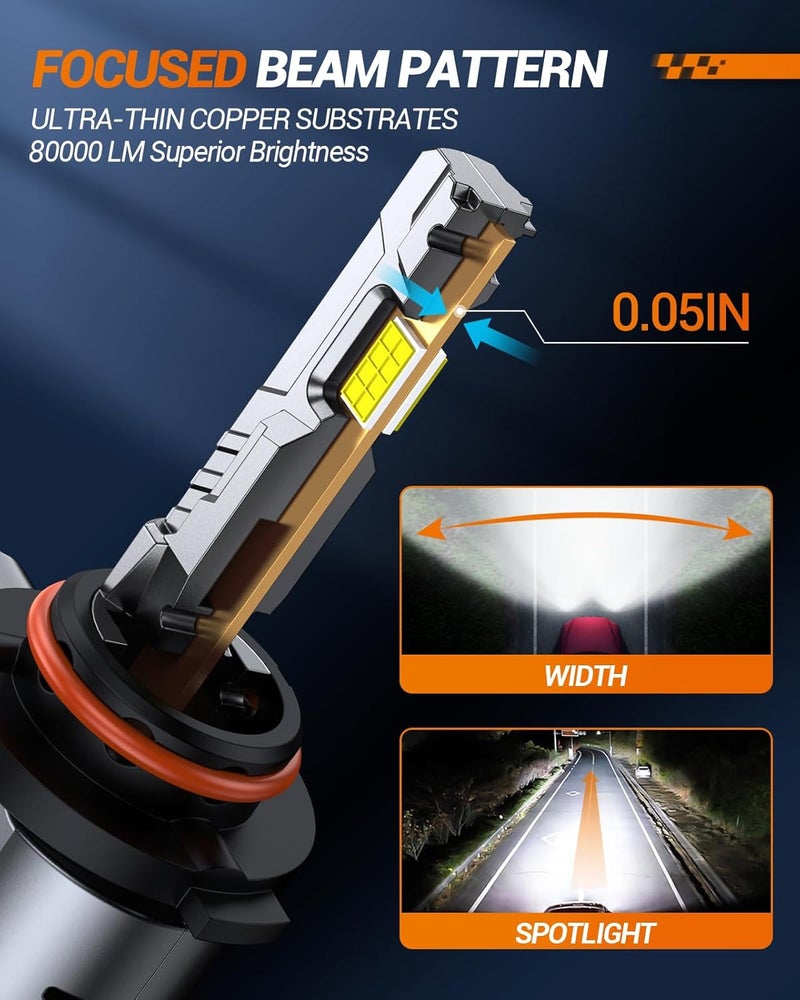 SEALIGHT 9005/HB3 9006/HB4 Fog Light Bulb, 80000LM Ultra Bright, 2x 9005 & 9006 Bulbs in Pack - Image 3